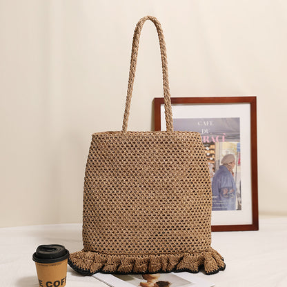 Handgefertigte Basttasche mit Fransigem Saum Brehn