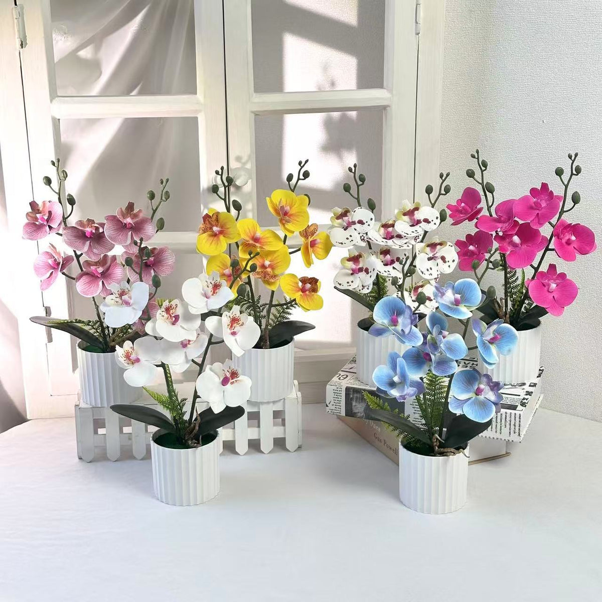 Realistische Orchideenpflanzenanordnung