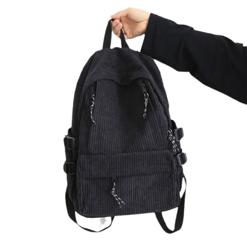 Cord-Rucksack mit Funktionalen Reißverschlusstaschen und Verstellbaren Trageriemen Brehn
