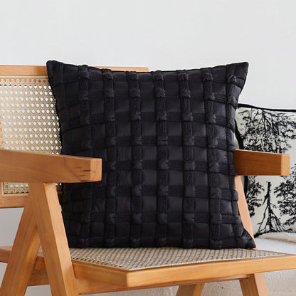 Quadratischer Jacquard-Kissenbezug mit monochromem Baum‑Motiv und kontrastierender Keder Brehn