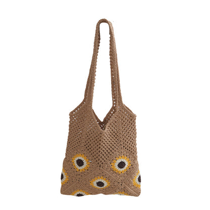 Handgefertigte Jute Tasche mit Buntem Blumenmuster Brehn