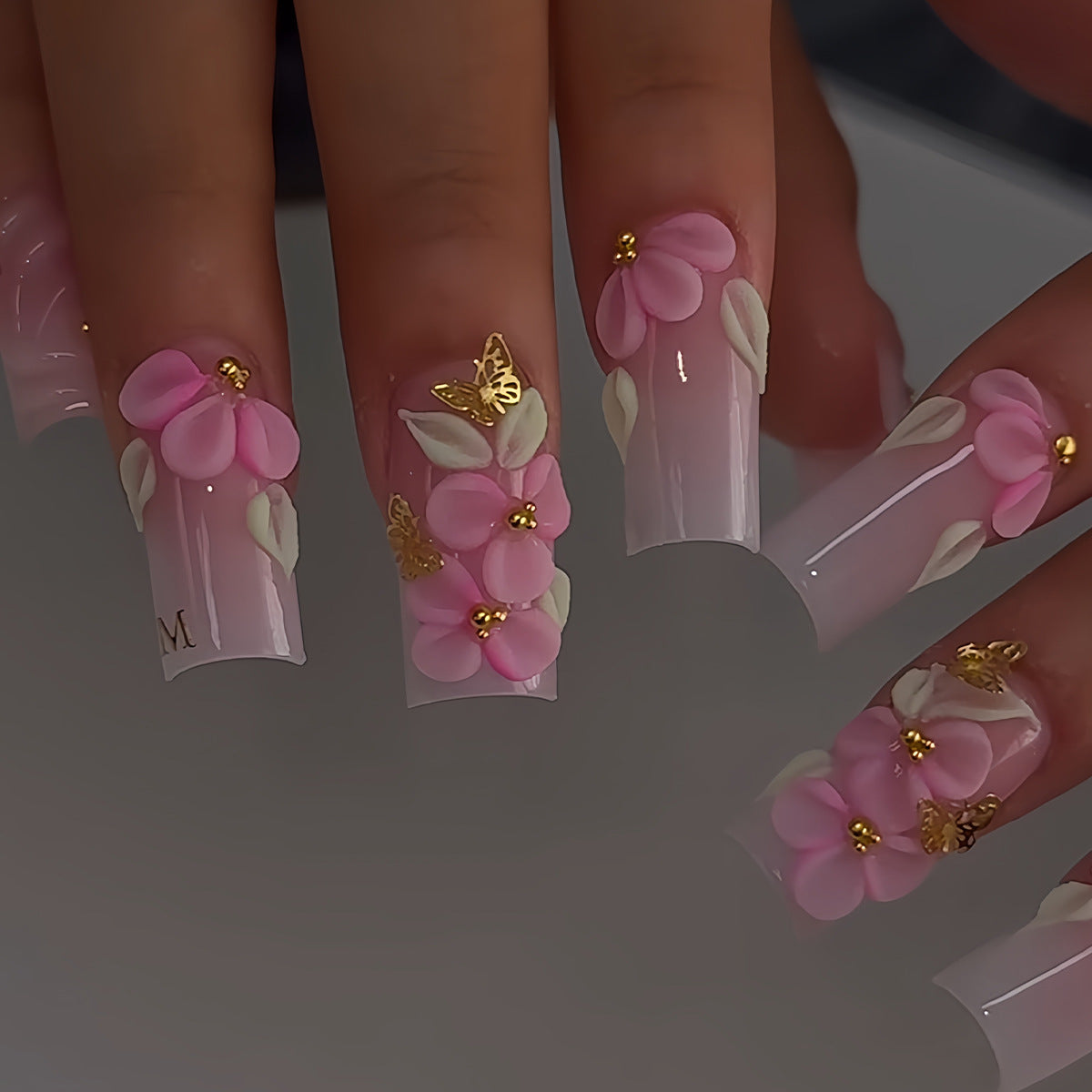 3D Florales Design Press-On Nagelset Brehn