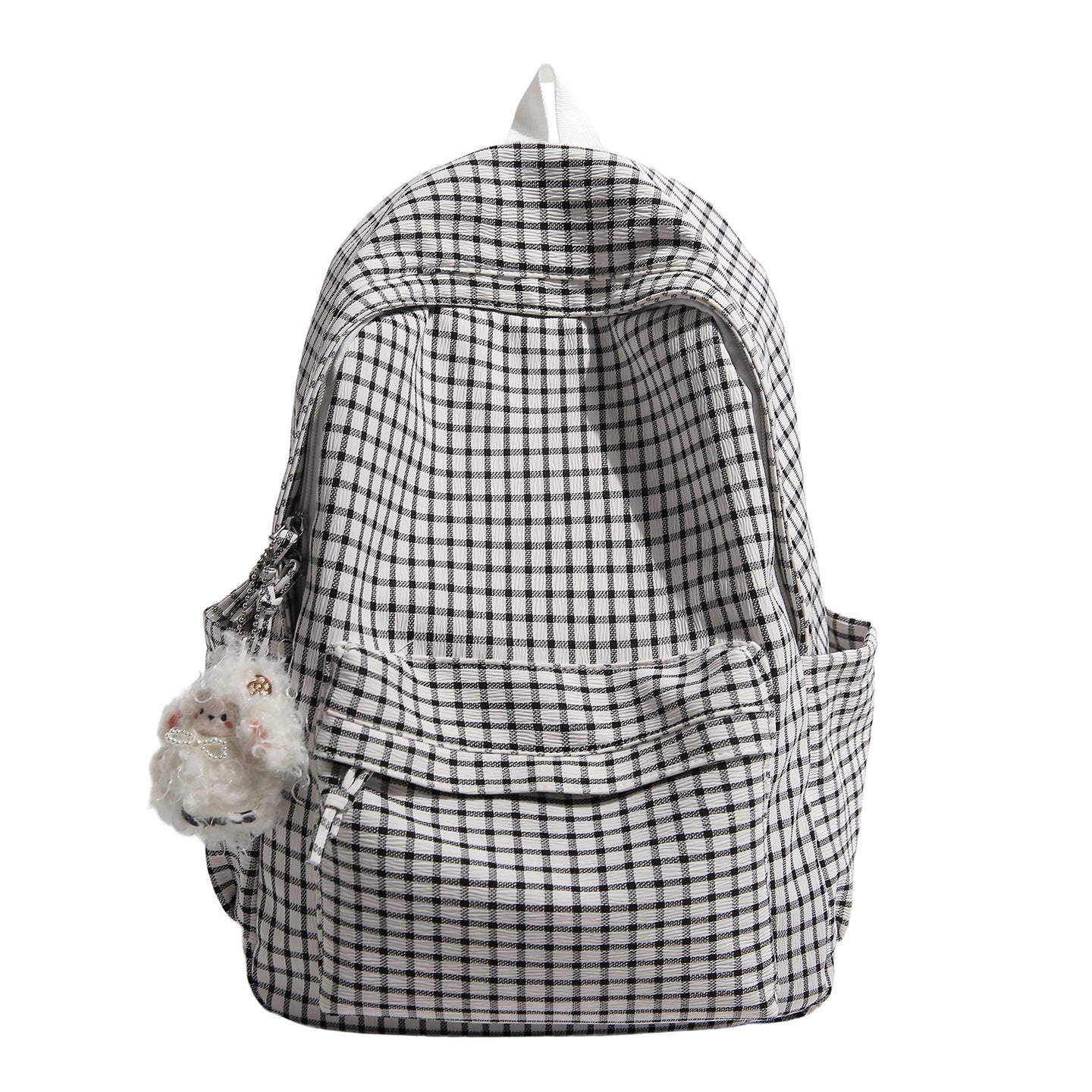 Kariertes Muster Multi-Taschen Rucksack Brehn