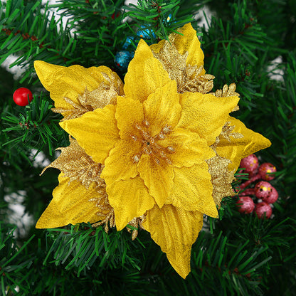 Dekorative Glitzernde Weihnachtsstern Blume Ornament Brehn