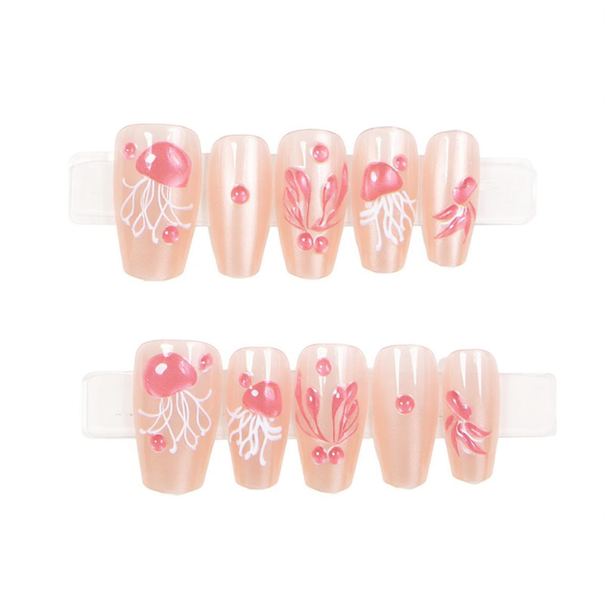 Künstlerische Quallen-Press-On-Nagelkunst Brehn