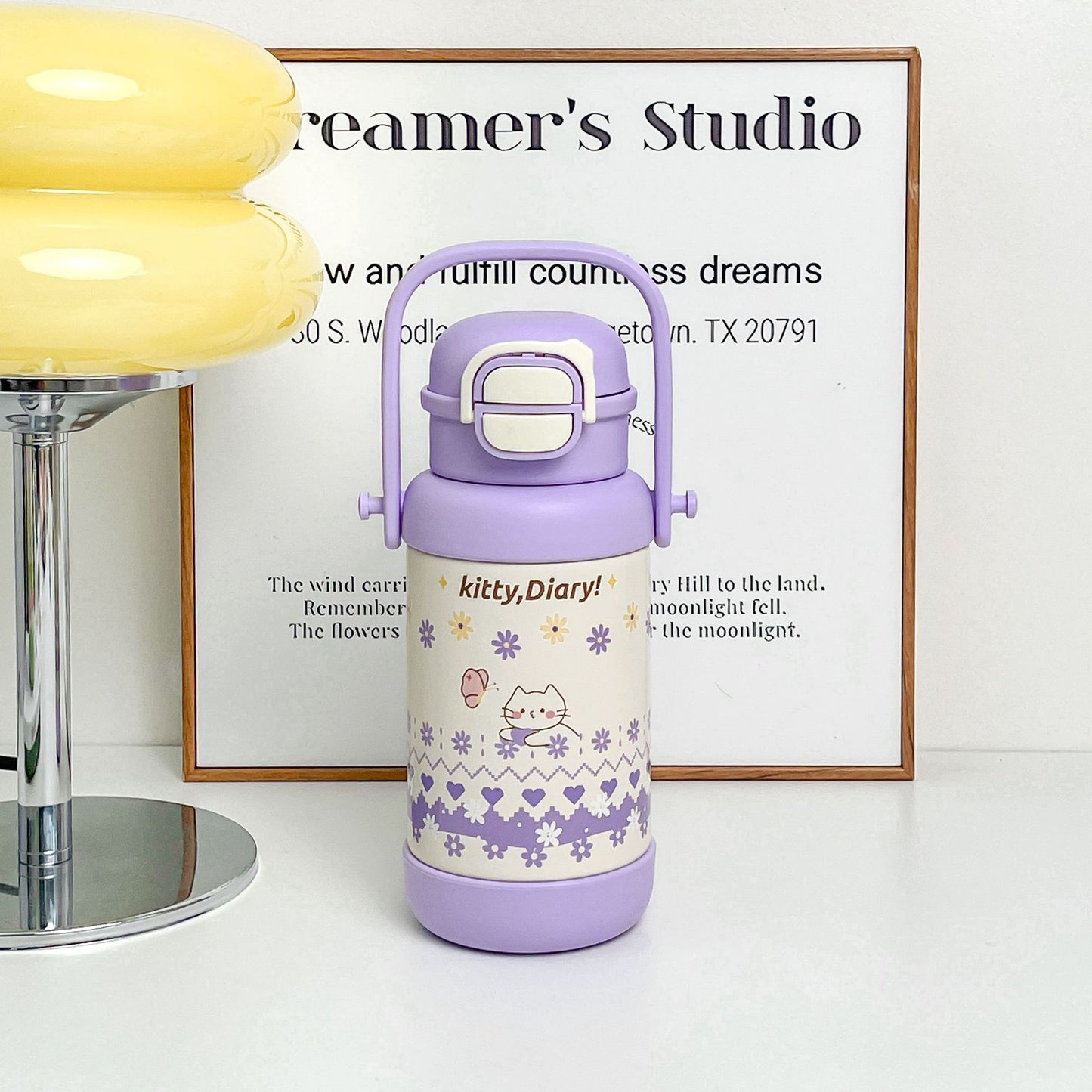 Damen Isolierte Trinkflasche mit praktischem Tragegriff und süßem Design Brehn