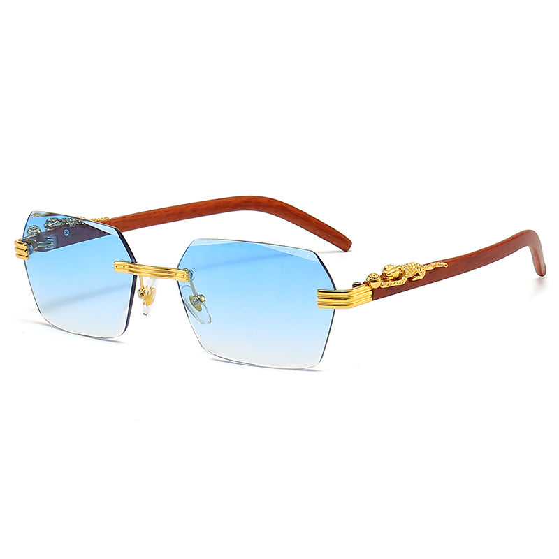 Damen Designer-Sonnenbrille mit kunstvollem Holzrahmen und eleganten Glaselementen Brehn