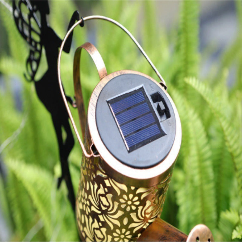 Dekorative Feen-Silhouette Gartenstecker mit LED Gießkanne Kaskadenlicht Brehn