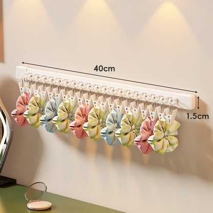 Wandmontierter rotierender Haarschmuck- und Haarbandorganisator mit schwenkbaren Clip-Haken