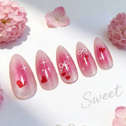 Herz-Themen Gradient Press-On Nagelkunst