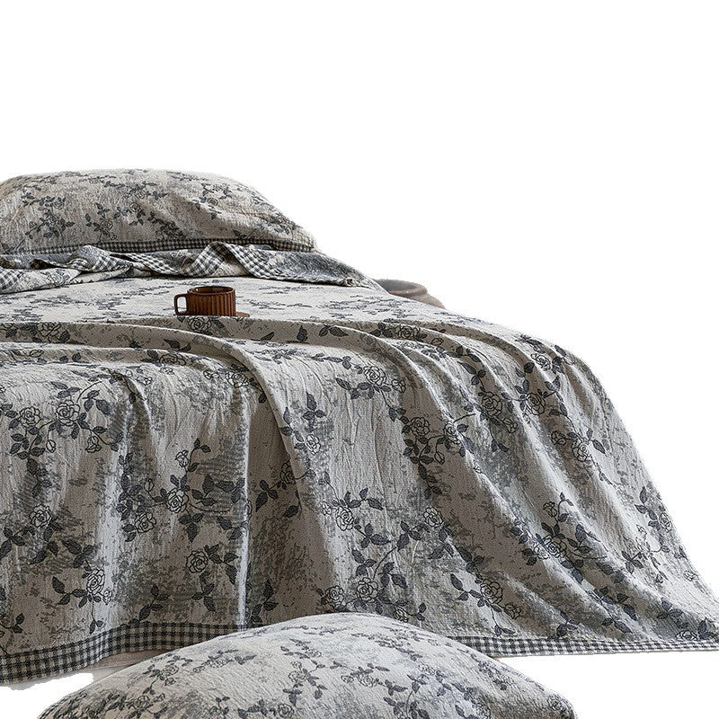 Umkehrbare Baumwoll-Leinen Florale Tagesdecke Set