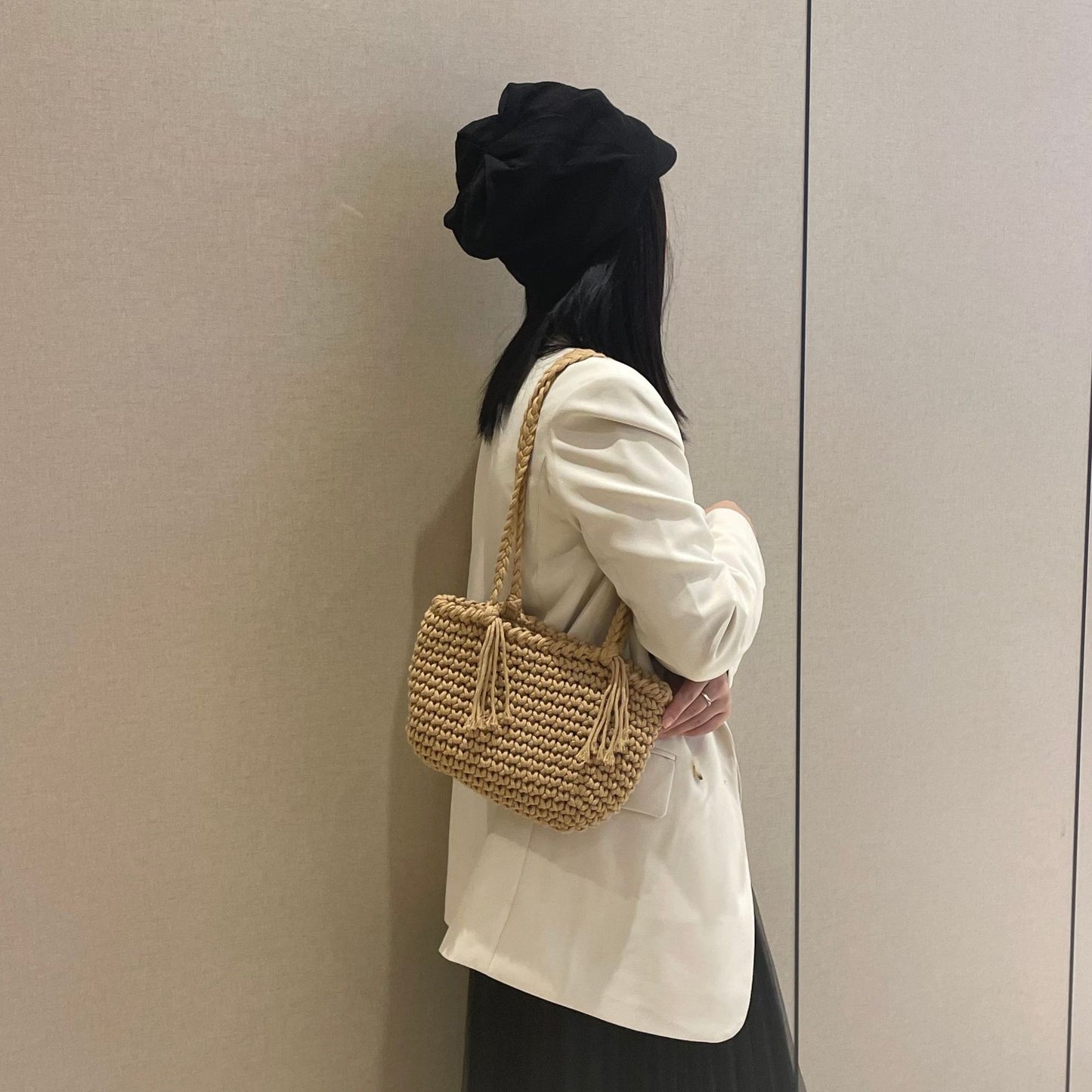 Handgeknüpfte Schultertasche mit Dekorativer Faltentechnik Brehn
