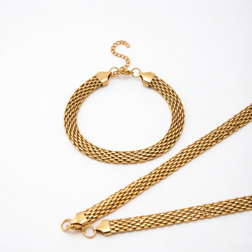 Elegantes strukturiertes Statement-Schmuckset Brehn