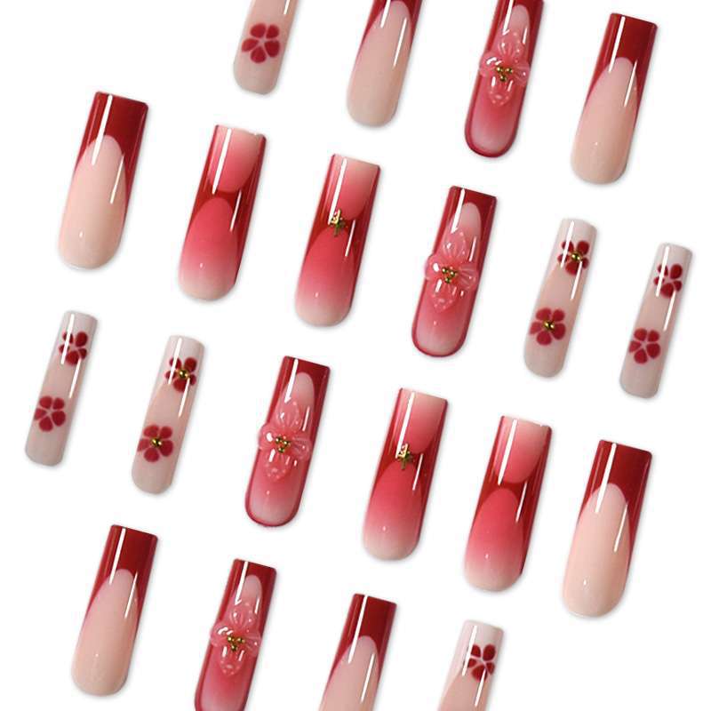Elegantes Blumenmuster Press-On Nagelset Brehn