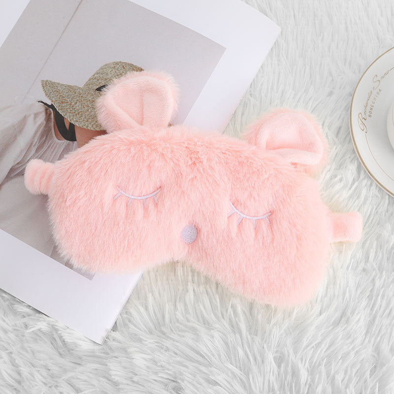 Damen nan kuschelige Einhorn-Schlafmaske mit gestickten Wimpern, weichem Plüsch und elastischem Rüschenband Brehn
