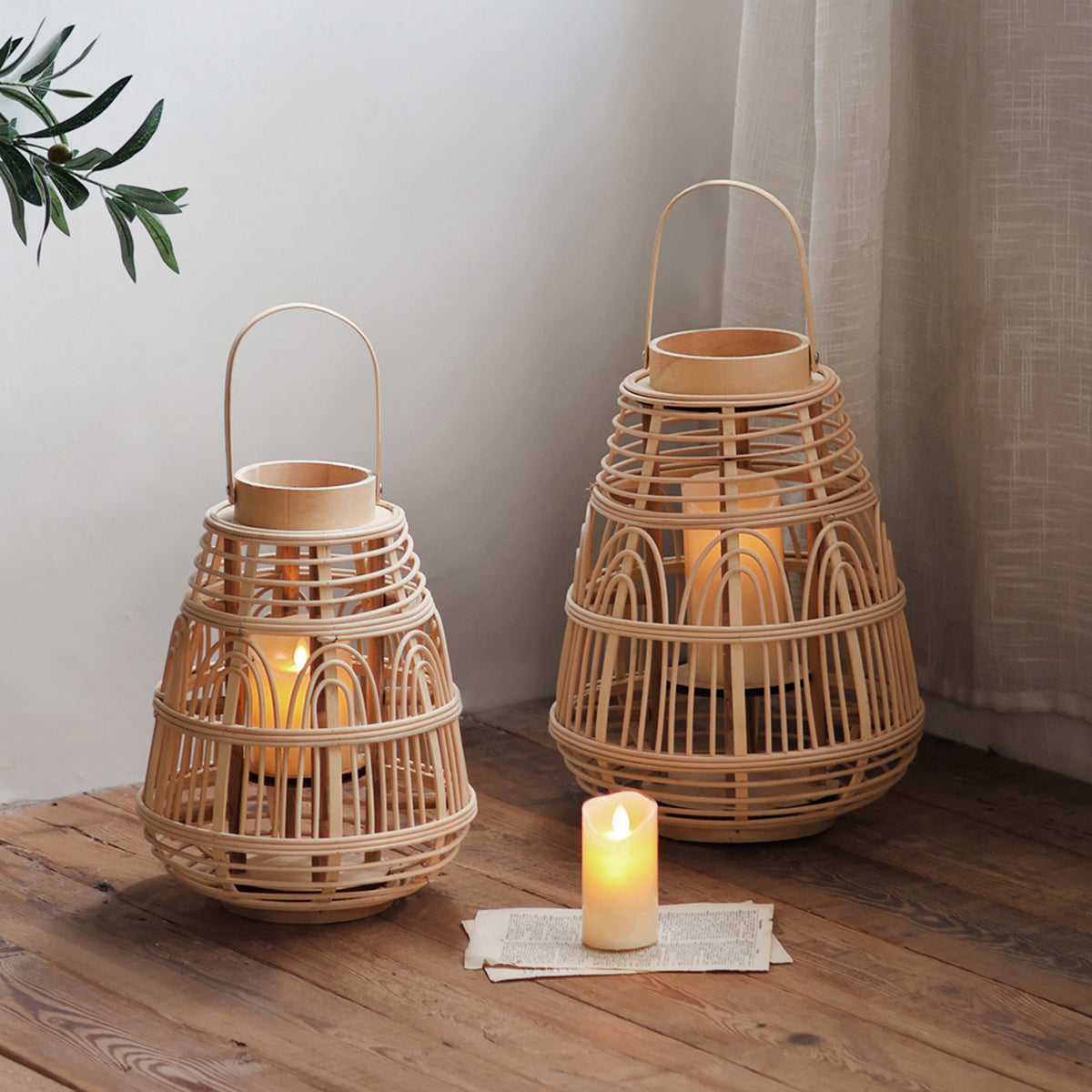 Handgefertigte Rattan-Laterne Brehn