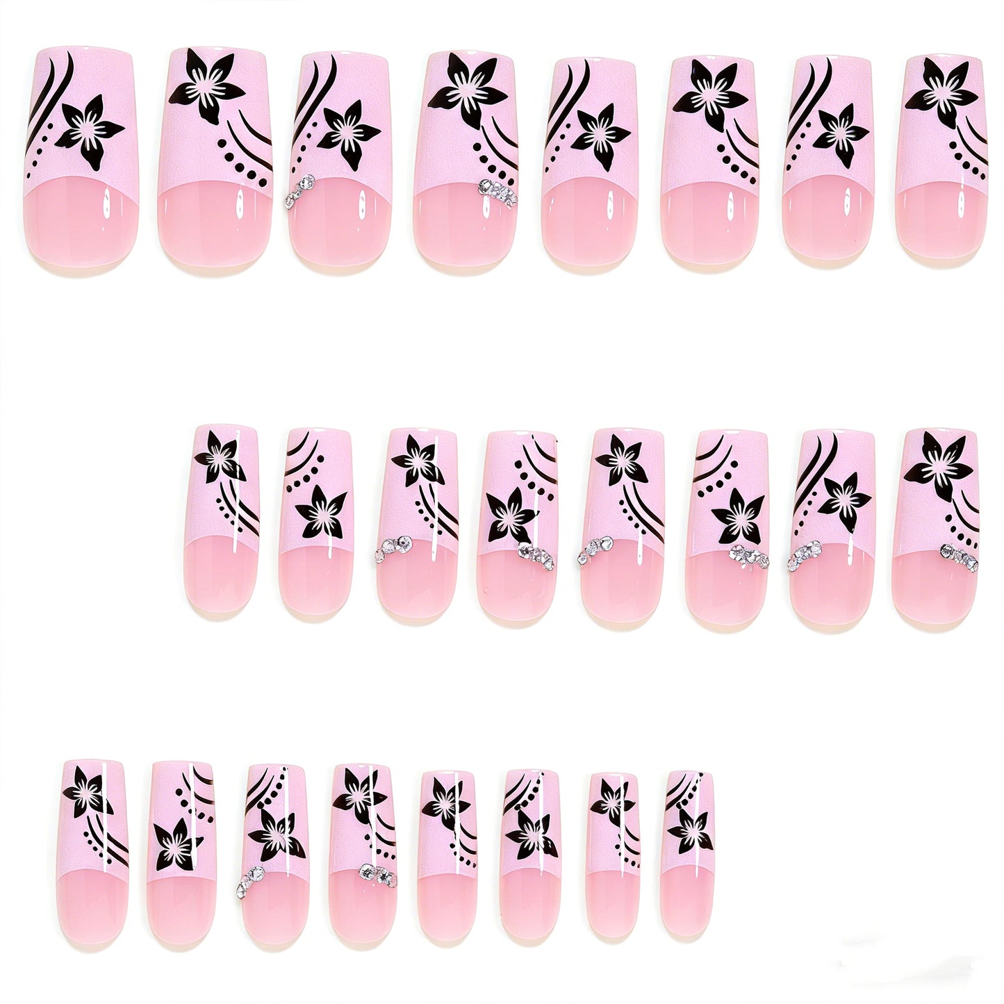Dekorative florale lange Acryl-Nagelspitzen Brehn