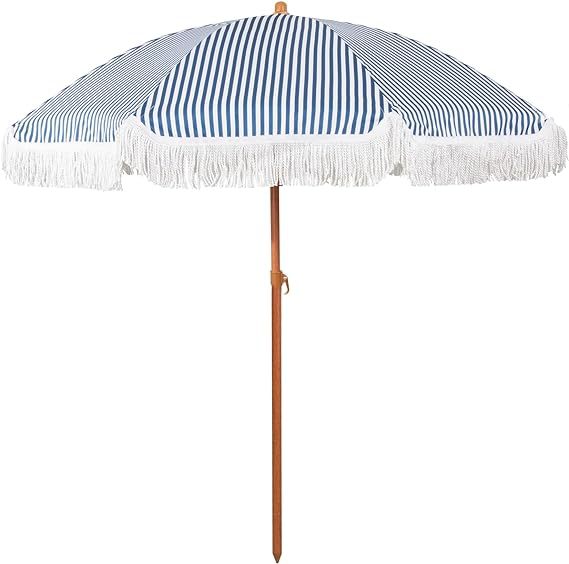 Damen Sonnenschirm mit Quasten und gestreiftem Design Brehn