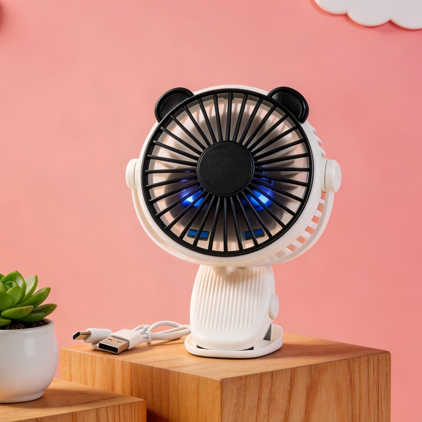 Unisex Tragbarer USB Tischventilator mit flexiblem Neigungswinkel Brehn