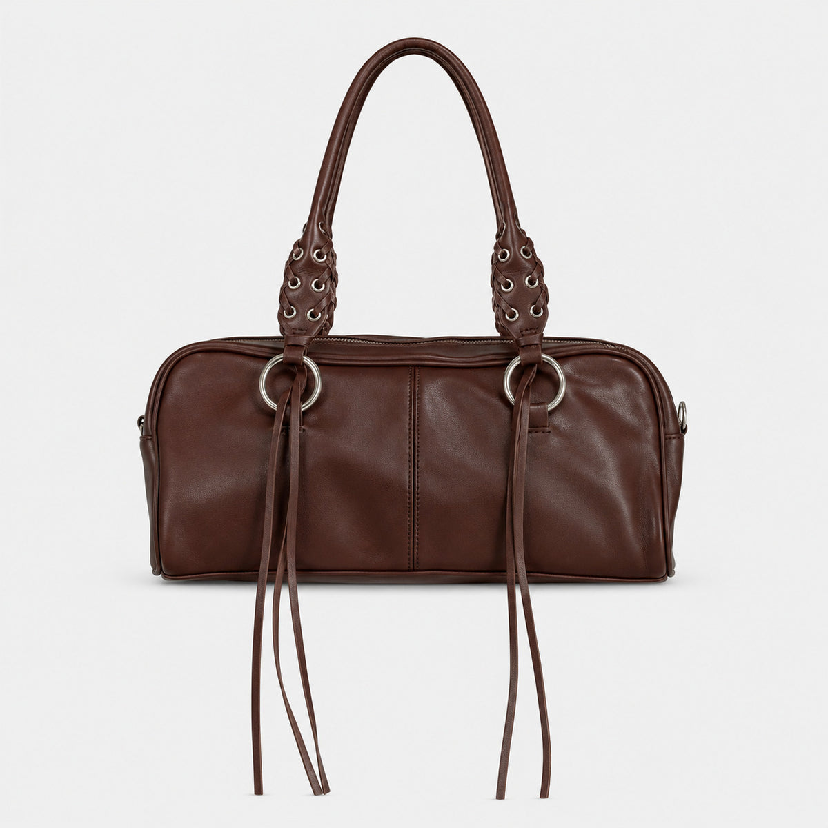 Luxuriöse Lederhandtasche mit geflochtenen Trägern