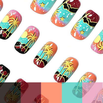 Tropischer Sonnenuntergang Nagelkunst Brehn
