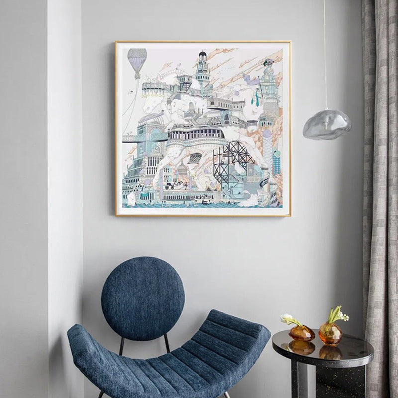 Illustrierten Stadt Status Wandkunst