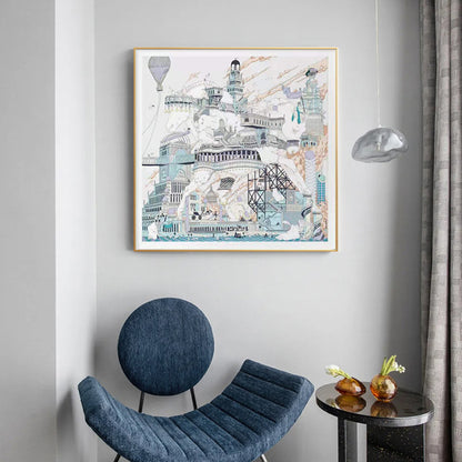 Illustrierten Stadt Status Wandkunst