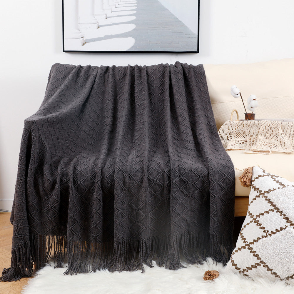 Damen elegante und gemütliche Strickdecke mit Fransen Brehn