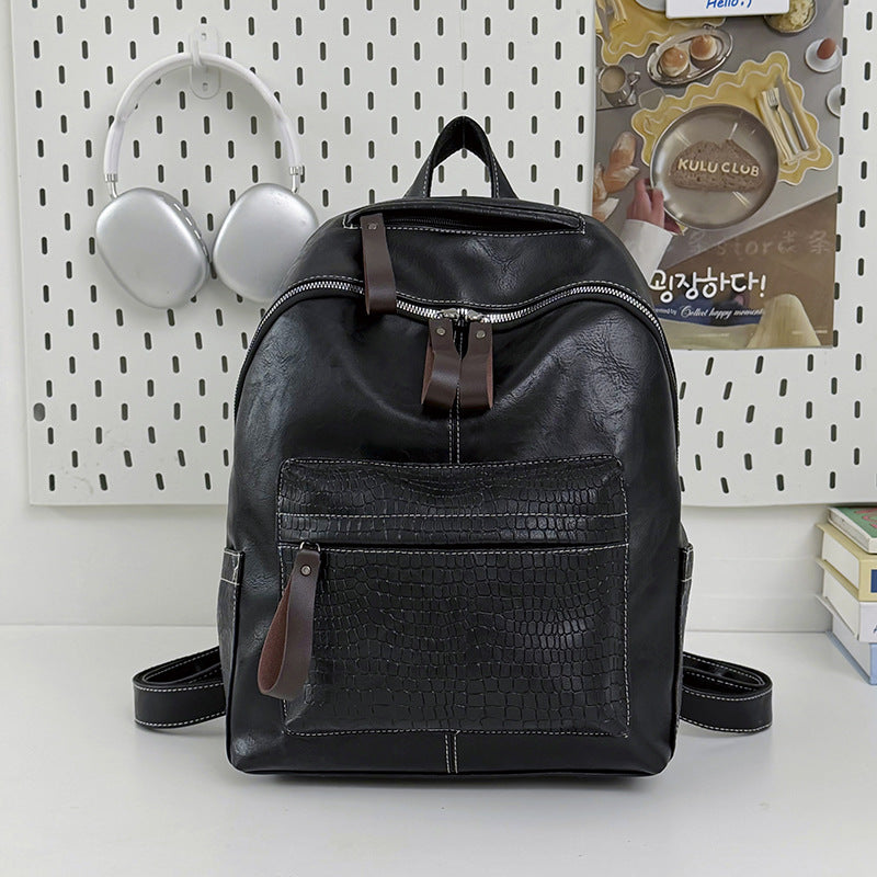 Stylische Krokodil-muster Leder Rucksack Brehn