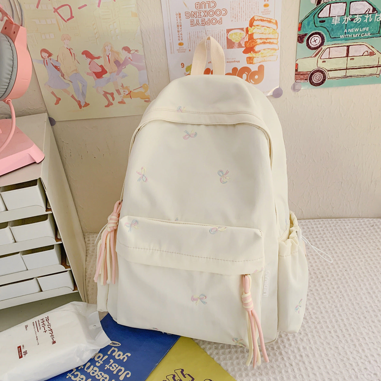 Bestickter Blumenmuster-Schulrucksack