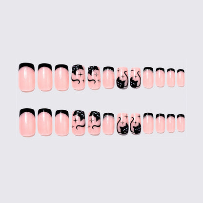 Kreatives Nagelset mit Katzen-Design und Glitzerdetails Brehn