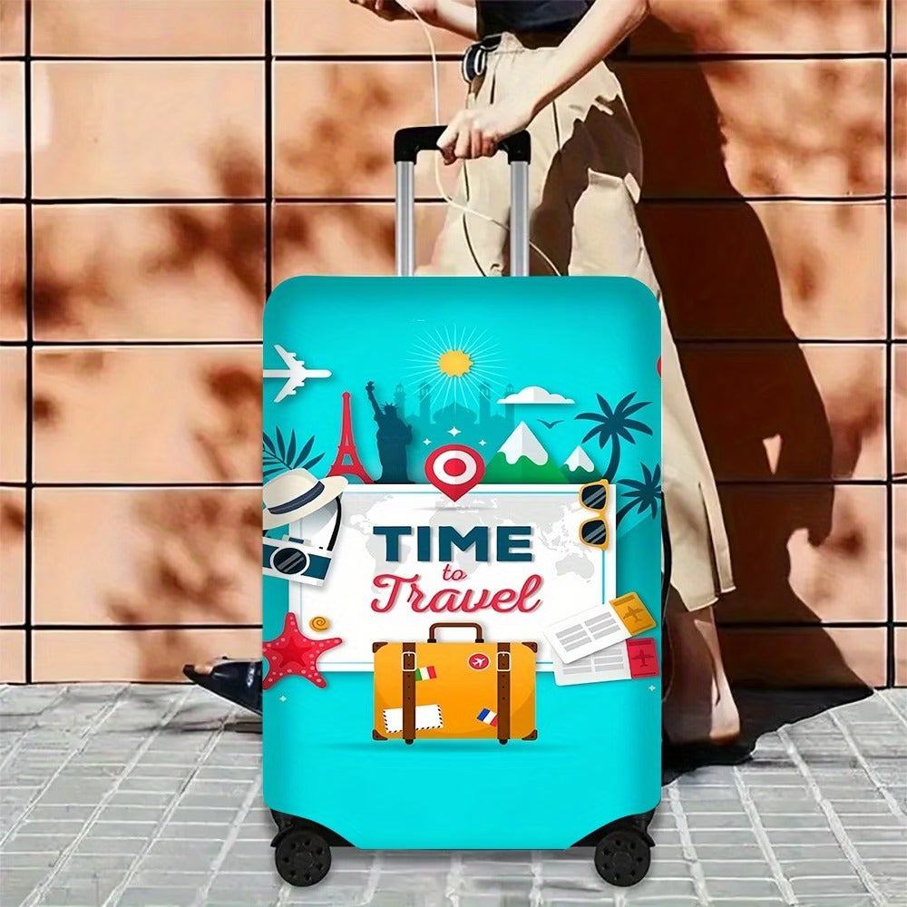 Unisex nan elastischer Motiv-Kofferschutz im Retro-Travel-Poster-Design mit Reißverschluss und Anti-Rutsch-Befestigung für Spinner-Trolleys Brehn
