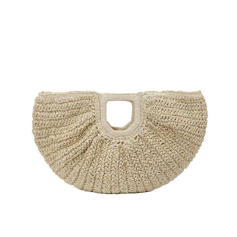 Handgefertigte Basttasche mit Eleganten Falten Brehn