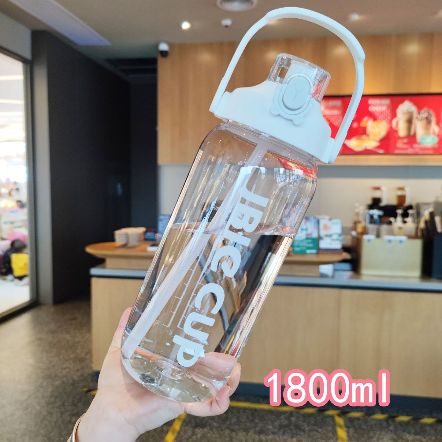 Damen großzügige Wasserflasche mit auslaufsicherem Deckel und Strohhalm Brehn