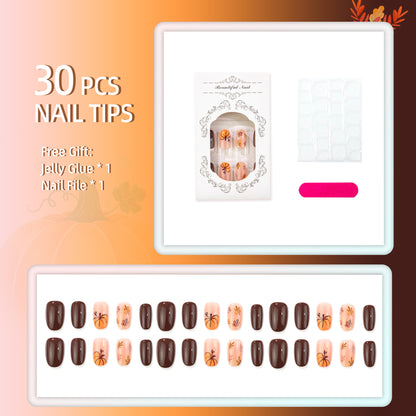 Herbst-inspirierter Press-on-Nagelset