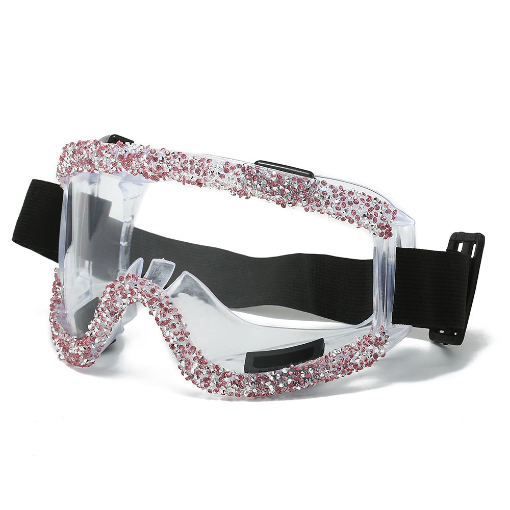 Damen Glamouröse Skibrille mit funkelndem Schmuckrahmen Brehn