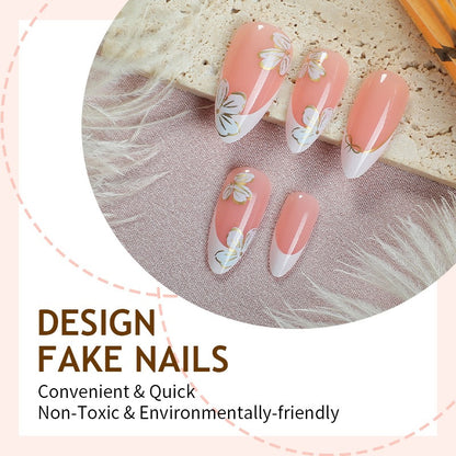 Kunstnagelset mit stylischen Blumen- und französischen Spitzen Designs Brehn