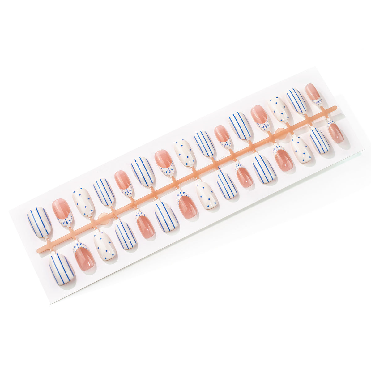 Elegantes künstlerisches Press-On-Nagelset mit geometrischen Mustern Brehn