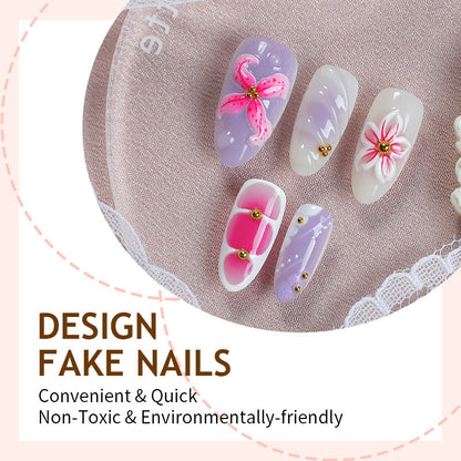 Kunstnagelset mit elegantem floralen Design und 3D-Akzenten Brehn
