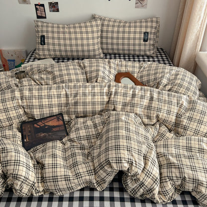 Premium Plaid Baumwoll Bettwäsche Set