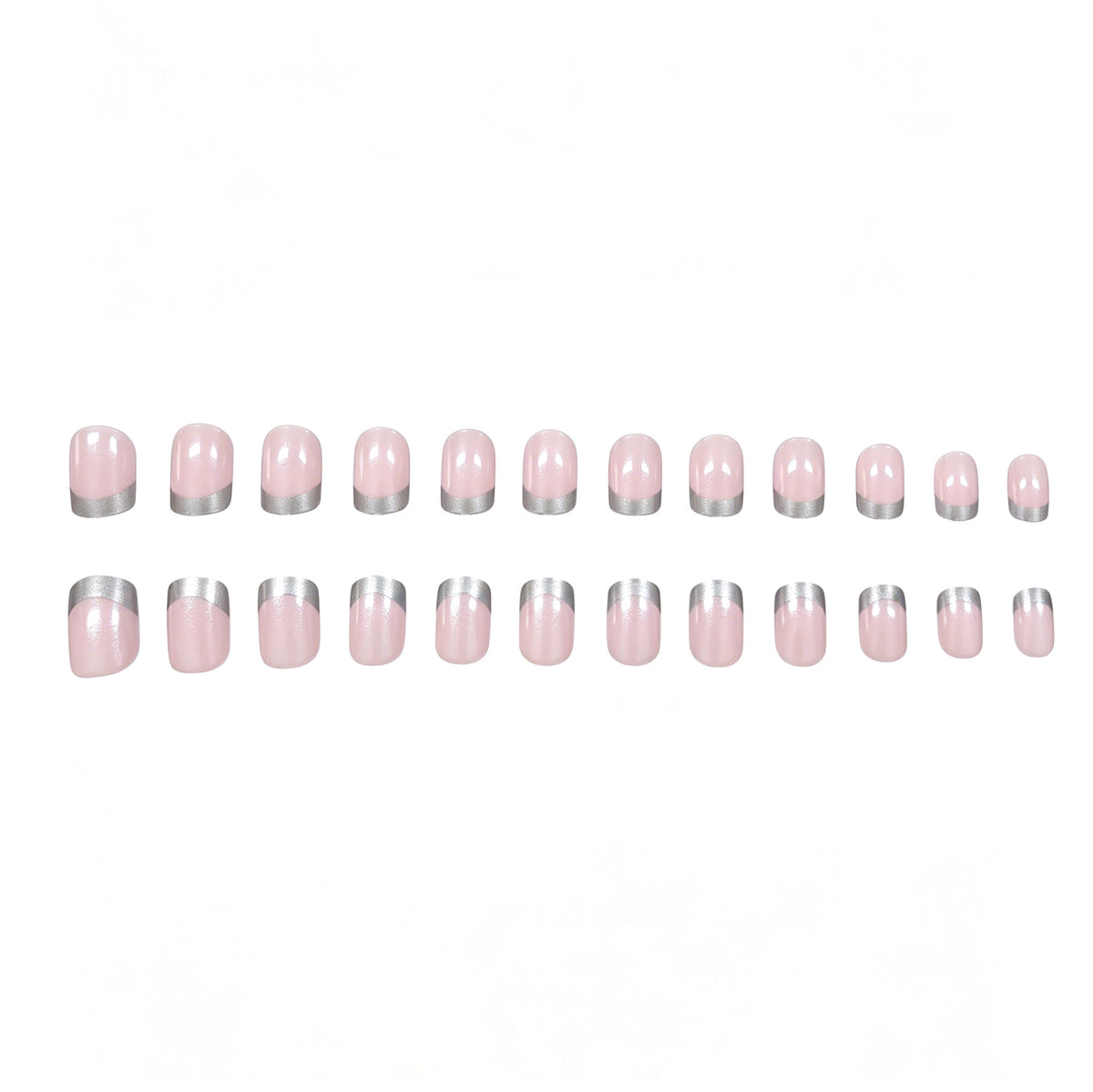 Elegantes silbergetipptes Acryl-Nagelset Brehn