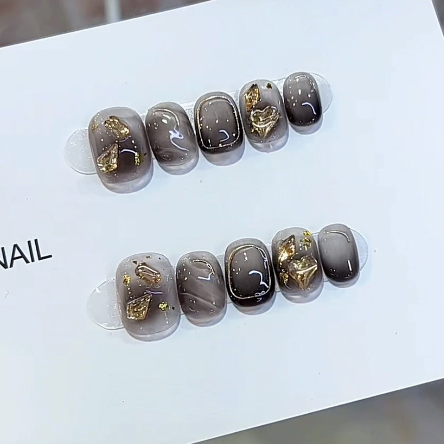 Künstlerisches Marmor-Effekt Press-On-Nagelset Brehn