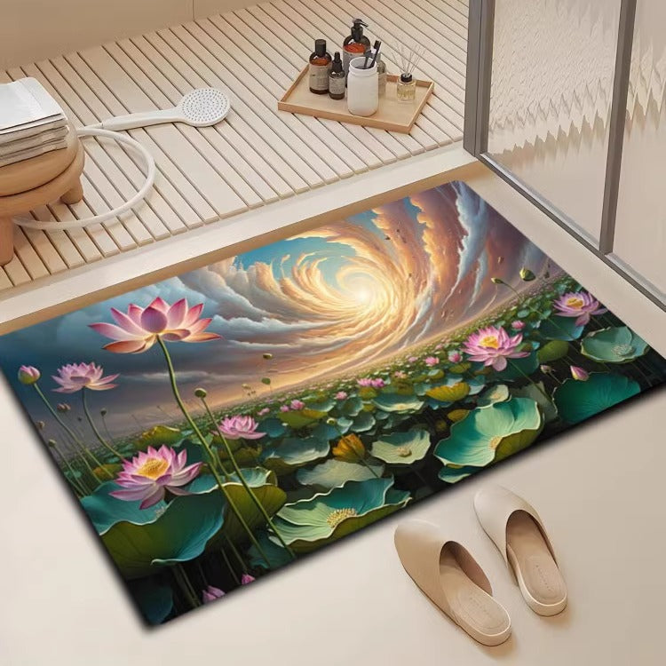 Florales Design Badezimmermatte Brehn