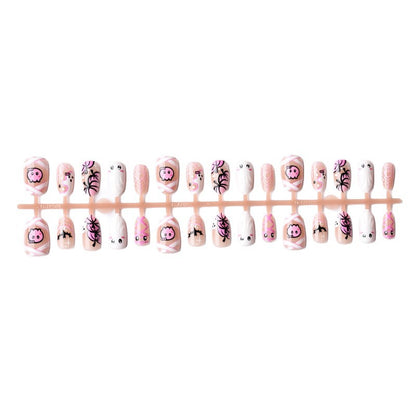 Themenbezogenes Halloween-Geister- und Spinnen-Press-On-Nagel-Set