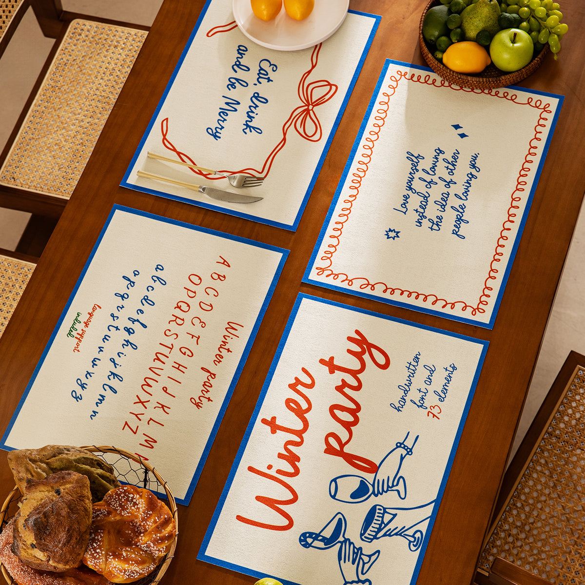 Kinder-Lern-Tischset mit Alphabet-Aufdruck und abwischbarer Oberfläche Brehn