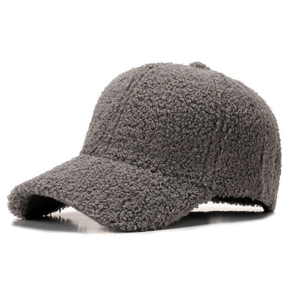 Sherpa Teddy Faux-Shearling Baseballmütze mit geschwungenem Schirm und verstellbarem Rückengurt Brehn