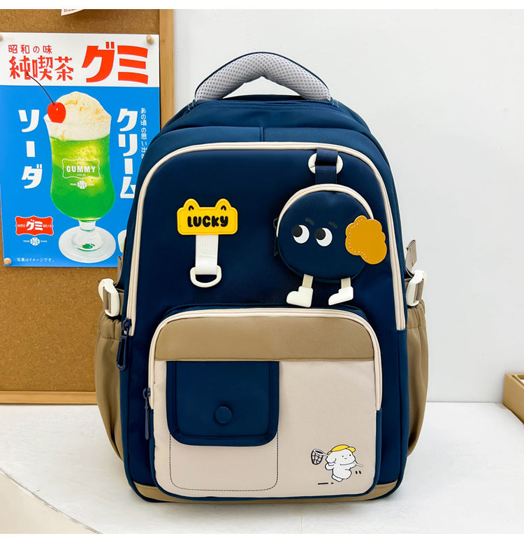 Niedlicher Charakter-Design Multi-Taschen Schulrucksack Brehn