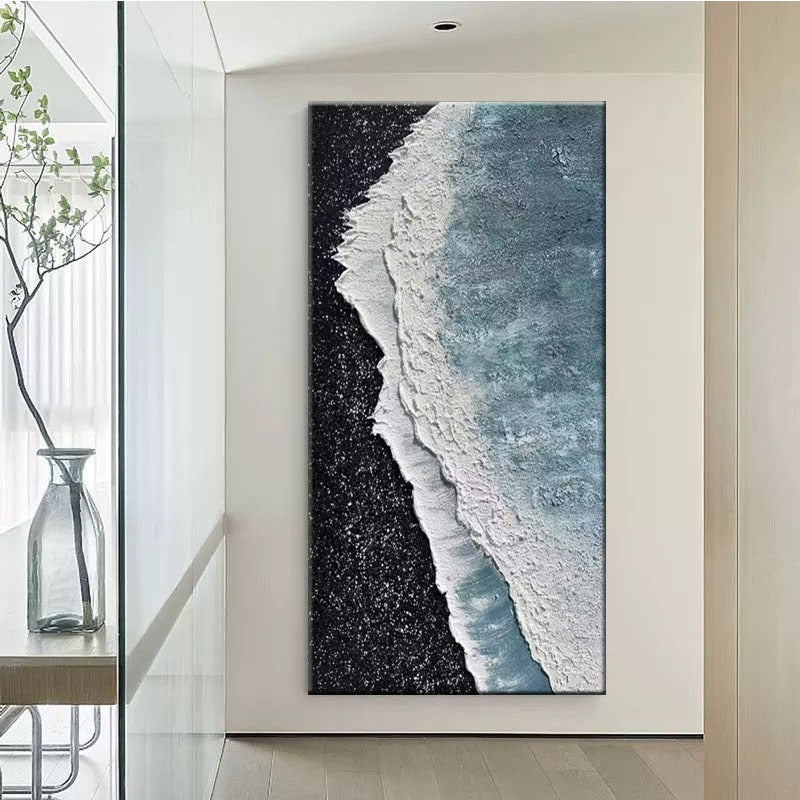 Texturiertes Küstenwellen-Leinwandkunstwerk
