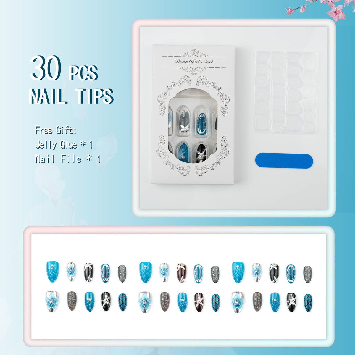 Kunstnagelset mit extravagantem Design Brehn