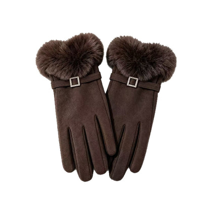 Luxus Faux-Fur-besetzte Kleid Handschuhe Brehn